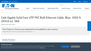 Cat6 Gigabit Bulk Solid PVC Cable, Blue, 1000-ft - Tripp Lite - Eaton - cat6 bulk