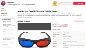 Anaglyph Red Cyan 3D Glasses for YouTube Videos - Tronics India - 3d glasses bulk