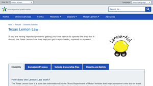 Texas Lemon Law | TxDMV.gov - car manufacturer texas