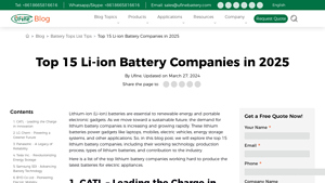 Top 15 Lithium Battery Companies in 2025 - lithium ion battery manufacturer