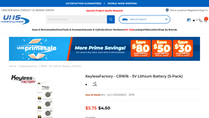 KeylessFactory - CR1616 - 3V Lithium Battery (5-Pack) - cr1616 battery bulk