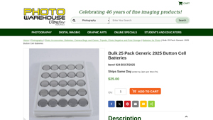 Bulk 25 Pack Generic 2025 Button Cell Batteries - UltraFineOnLine - cr2025 bulk