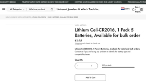 Lithium Cell-CR2016, Battery and Watch Parts, Available for bulk order - cr2016 bulk