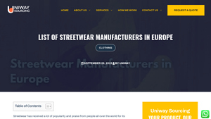 List Of Streetwear Manufacturers In Europe - Uniway Sourcing - streetwear manufacturer