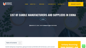 List Of Candle Manufacturers And Suppliers In China - Uniway Sourcing - candle manufacturer