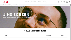 JINS Screen - Blue Light Glasses - best blue light blocking glasses company