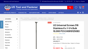 U2 Universal Screws 316 Stainless 8 x 1-1/4 ... - US Tool & Fastener - stainless steel screws bulk