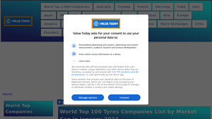 World Top Tyres Companies by Market Cap in 2024 - value.today - largest tyre manufacturer in the world