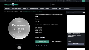 CR2450-PC-bulk Panasonic 3V Lithium Coin Cell bulk - Vancouver ... - cr2450 bulk