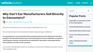 Why Can't Car Manufacturers Sell Directly to Consumers? - can you buy a car from the manufacturer
