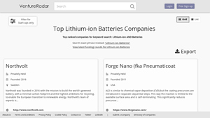 Top Lithium-ion Batteries companies - VentureRadar - ion battery company
