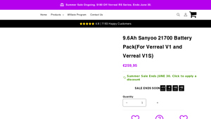 9.6Ah Sanyoo 21700 Battery Pack(For Verreal V1 and Verreal V1S) - 21700 battery bulk
