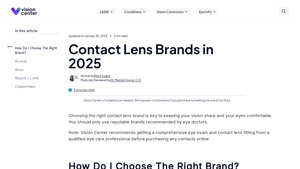 Contact Lens Brands in 2025 - Vision Center - contact lens manufacturer