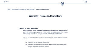 Factory Warranty Terms & Conditions - Volkswagen UK - volkswagen manufacturer warranty