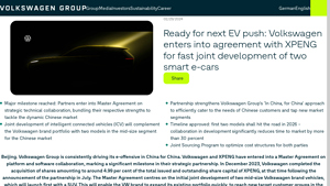 Volkswagen enters into agreement with XPENG for fast joint ... - xpeng car company