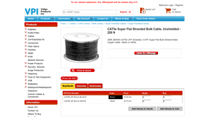 CAT5e Super Flat Stranded Bulk Cable, Unshielded - 250 ft - cat 5 cable bulk