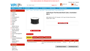 CAT6 Super Flat Stranded Bulk Cable, Unshielded - 250 ft - cat6 network cable bulk