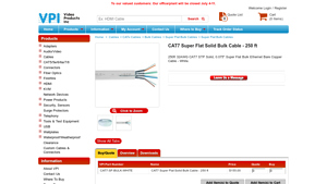 CAT7 Super Flat Solid Bulk Cable - 250 ft - Video Products Inc - cat 7 ethernet cable bulk