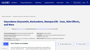 Oxycodone (Oxycontin, Roxicodone, Xtampza ER) - Uses, Side ... - WebMD - oxycontin manufacturer