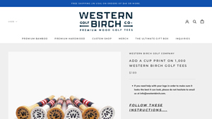Add a Cup Print on 1000 Western Birch Golf Tees - golf tees bulk