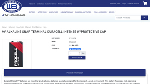 9V Alkaline Snap Terminal Duracell Intense w/Protective Cap - duracell 9v battery bulk