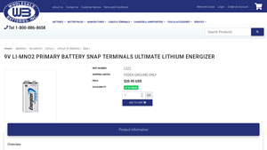 9V Li-MnO2 Primary Battery Snap Terminals Ultimate Lithium ... - 9v bulk