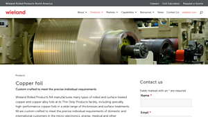 Copper Foil - Wieland Rolled Products North America - copper foil factory