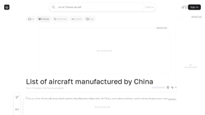 List of aircraft manufactured by China - Wikiwand - chinese aircraft manufacturer