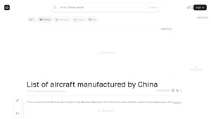 List of aircraft manufactured by China - Wikiwand - chinese airplane manufacturer