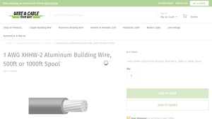1 AWG XHHW-2 Aluminum Building Wire, 500ft or 1000ft Spool - aluminum wire company