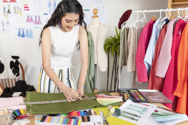 A relevant stock photo of women's clothing manufacturer in a typical setting.