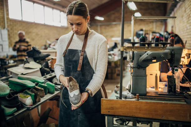 A relevant stock photo of women's shoe manufacturer in a typical setting.