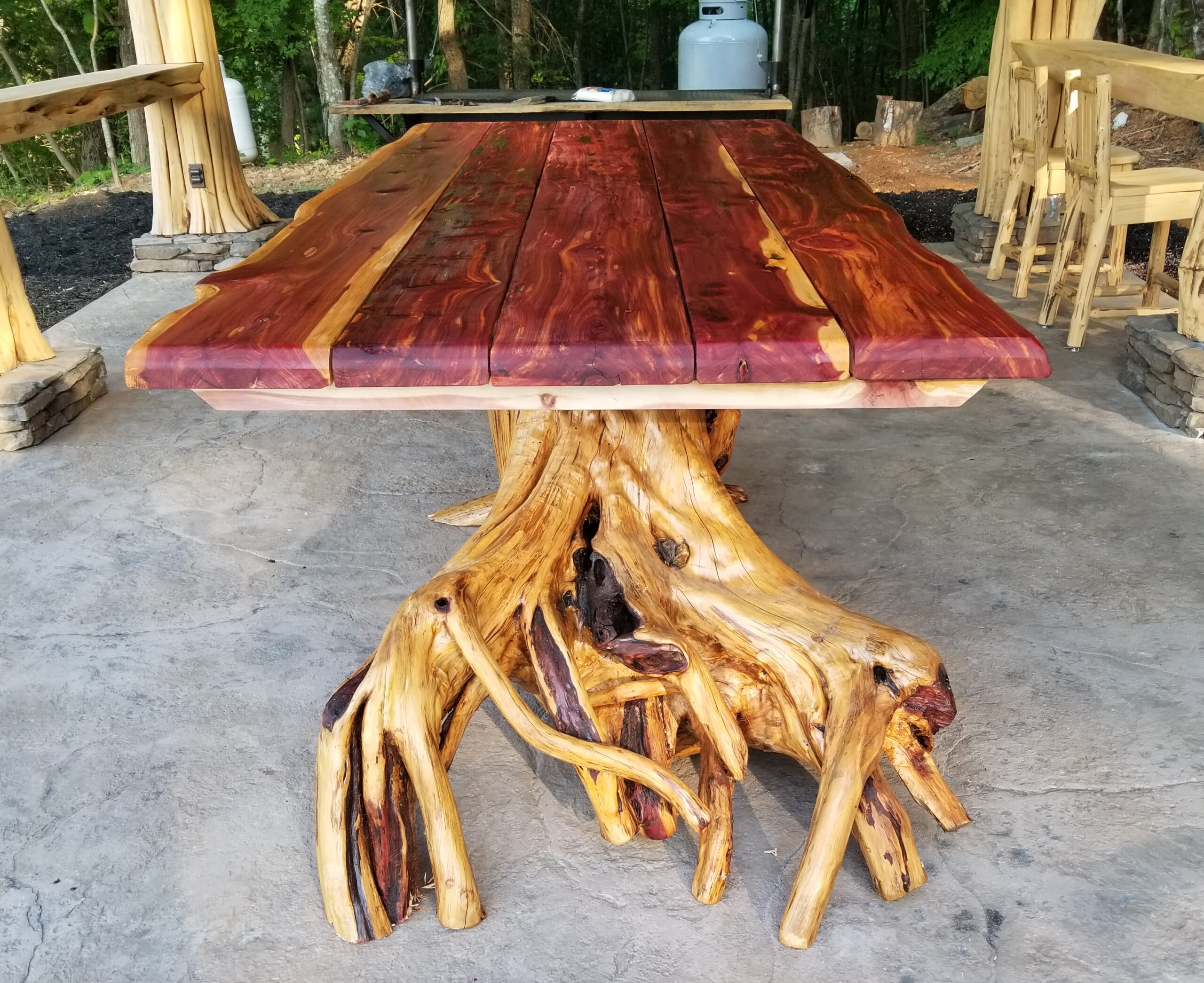 A relevant stock photo of wood table custom in a typical setting.
