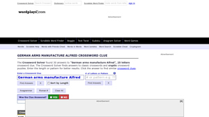German arms manufacture Alfred Crossword Clue - Wordplays.com - german arms manufacturer alfred crossword