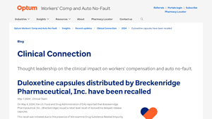 Duloxetine capsules distributed by Breckenridge Pharmaceutical, Inc ... - duloxetine recall manufacturer