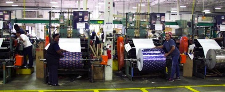 A relevant stock photo of wrapping paper manufacturer in a typical setting.