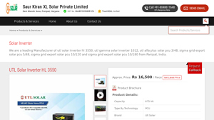 UTL Solar Inverter HL 3550 Manufacturer from Panipat - utl solar inverter company