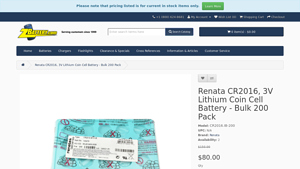 Renata CR2016 3V Lithium Battery - 200 Pack - zBattery.com - cr2016 bulk
