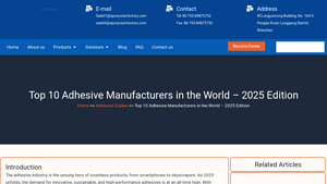 Top 10 Adhesive Manufacturers Worldwide - 2025 Insights - adhesive field manufacturer