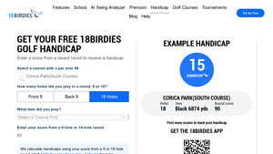 Screenshot of Free Handicap Calculator - 18Birdies