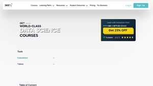 Screenshot of Variance Calculator - 365 Data Science