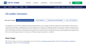 Screenshot of CD Ladder Calculator | Fifth Third Bank