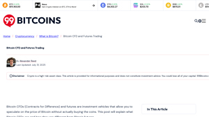 Screenshot of 4 Best Bitcoin CFD and Futures Trading Brokers (in 2025) - 99Bitcoins