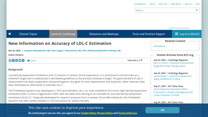 Screenshot of New Information on Accuracy of LDL-C Estimation