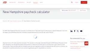 Screenshot of New Hampshire Paycheck Calculator - ADP