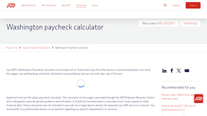 Screenshot of Washington Paycheck Calculator - ADP