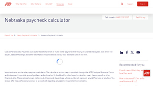 Screenshot of Nebraska Paycheck Calculator - ADP
