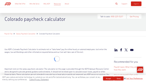 Screenshot of Colorado Paycheck Calculator - ADP