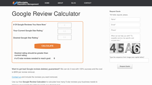 Screenshot of Google Review Calculator