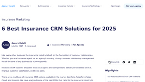 Screenshot of 6 Best Insurance CRM Solutions for 2025 - Agency Height
